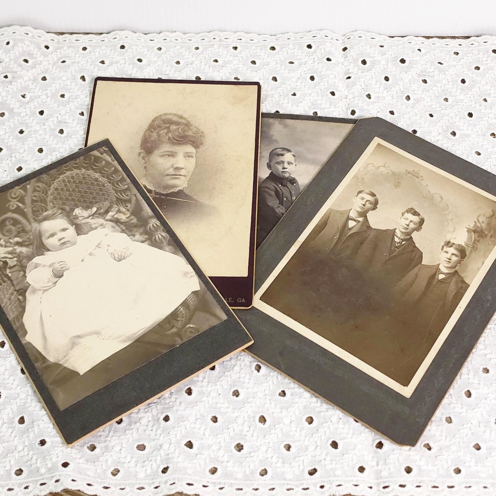 Antique Cabinet Cards, Set of 4 Victorian Era Portraits